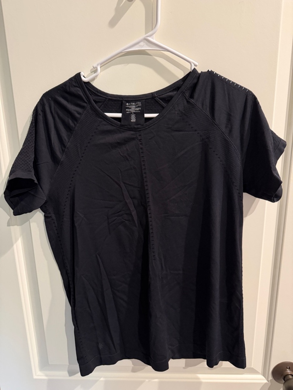 Athleta Black Short-Sleeve Performance Tee with Vent Detail